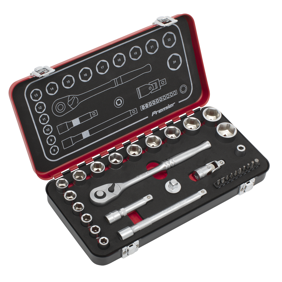 Sealey AK7921 Socket Set 3/8"Sq Drive 31pc - Premier Platinum Series