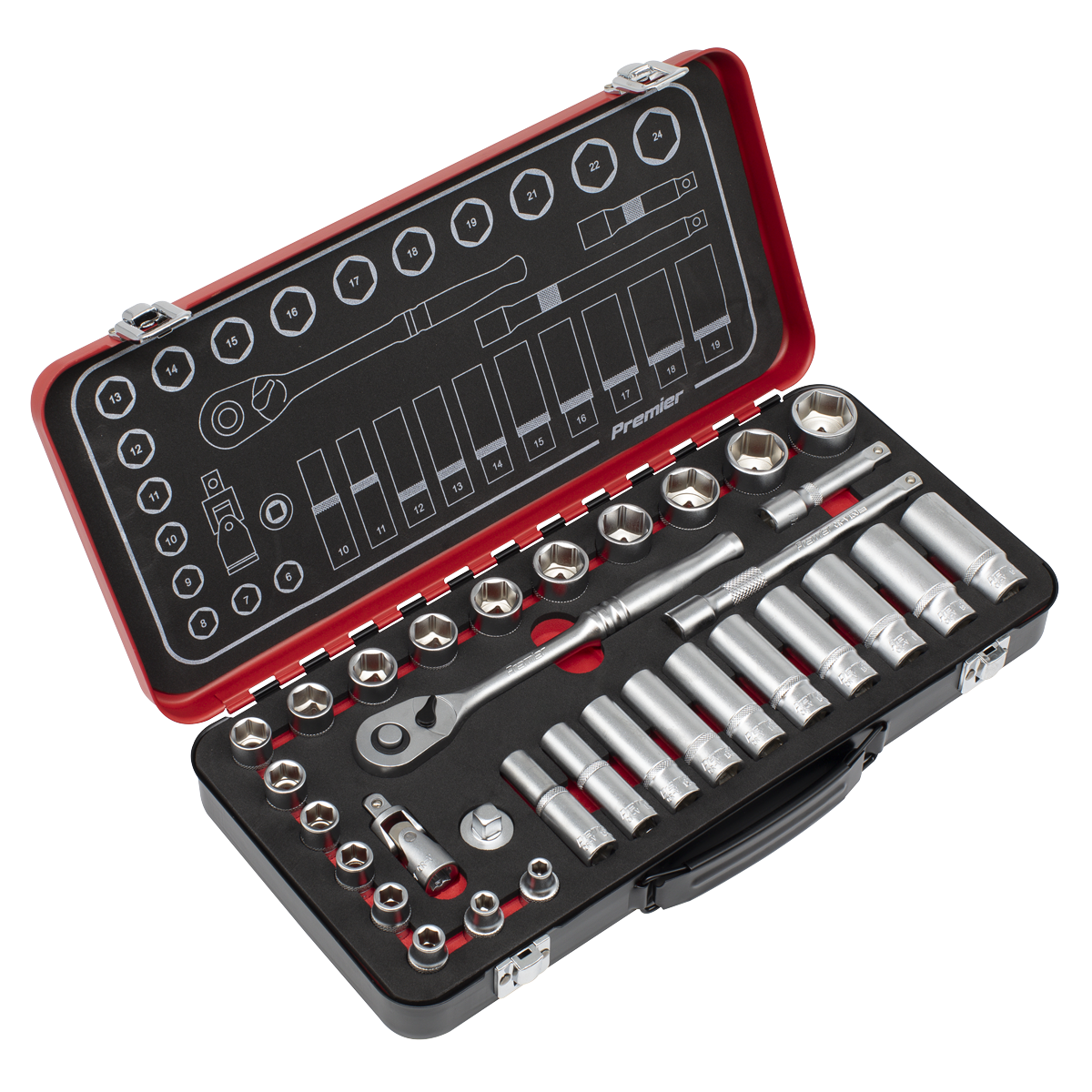 Sealey AK7922 Socket Set 3/8"Sq Drive 32pc - Premier Platinum Series