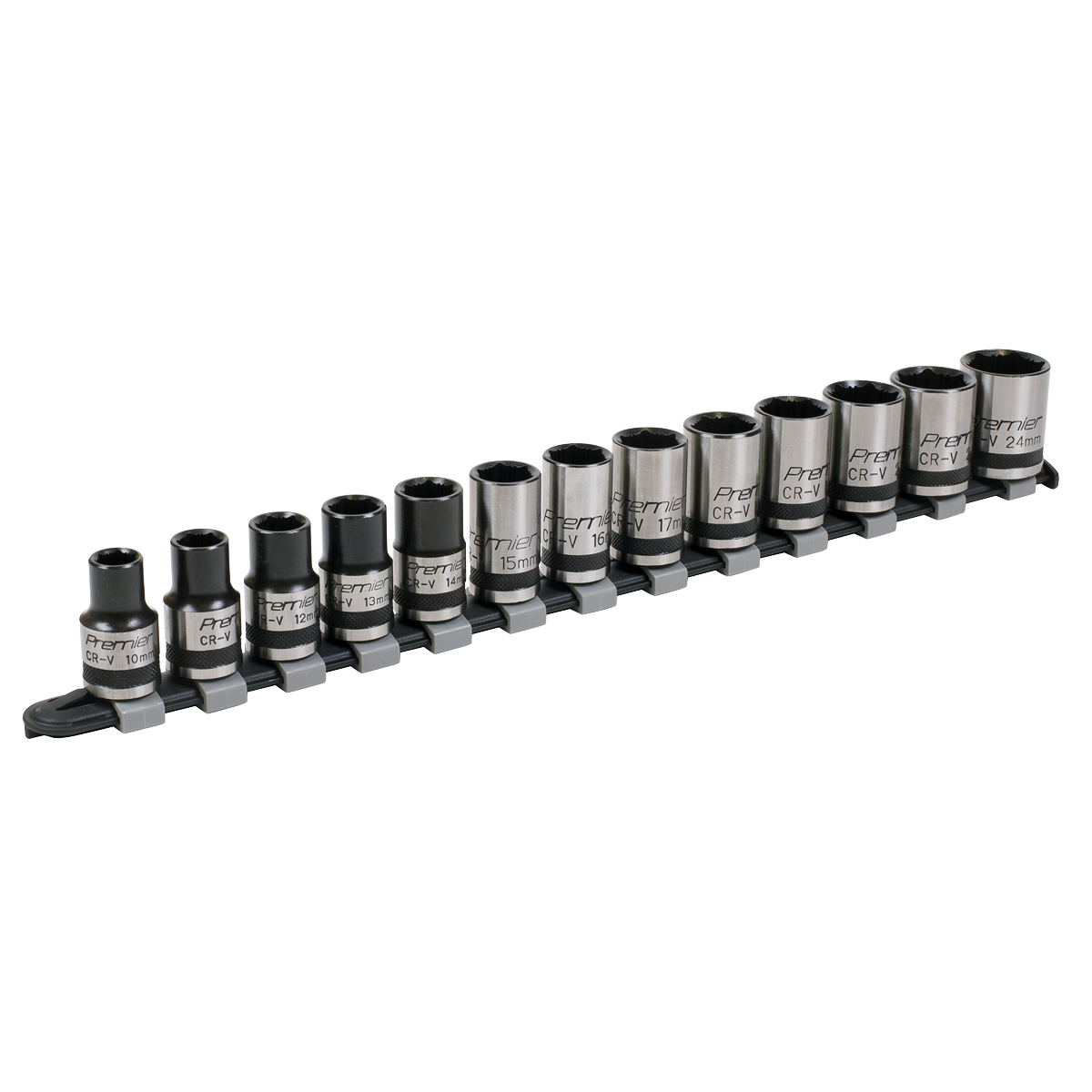 Sealey AK2742B Socket Set 13pc 1/2"Sq Drive Lock-On™ 6pt Metric - Black Series
