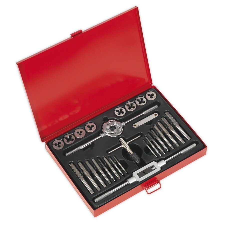 Sealey AK3028BSW Tap & Die Set 28pc Split Dies Imperial BSW