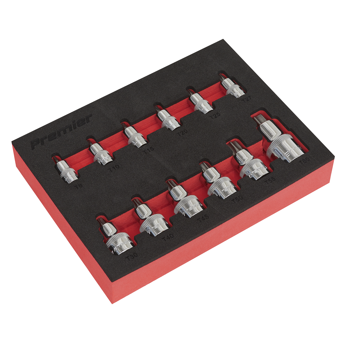 Sealey AK6245 TRX-Star* Socket Bit Set 12pc Stubby 1/4", 3/8" & 1/2"Sq Drive