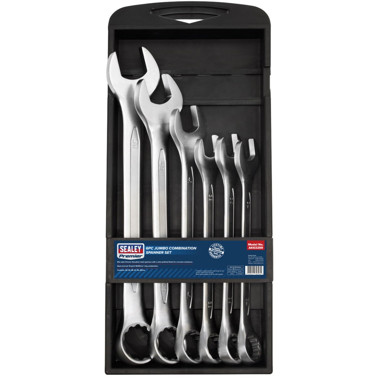 Sealey AK63259 Combination Spanner Set 6 Piece Jumbo Metric