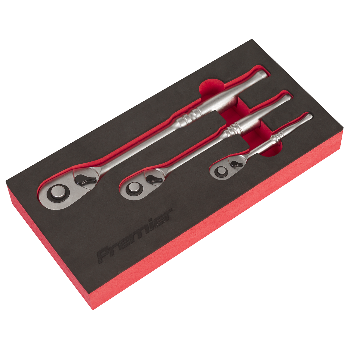 Sealey AK7933 Ratchet Wrench Set 3pc Pear-Head Flip Reverse - Premier Platinum Series