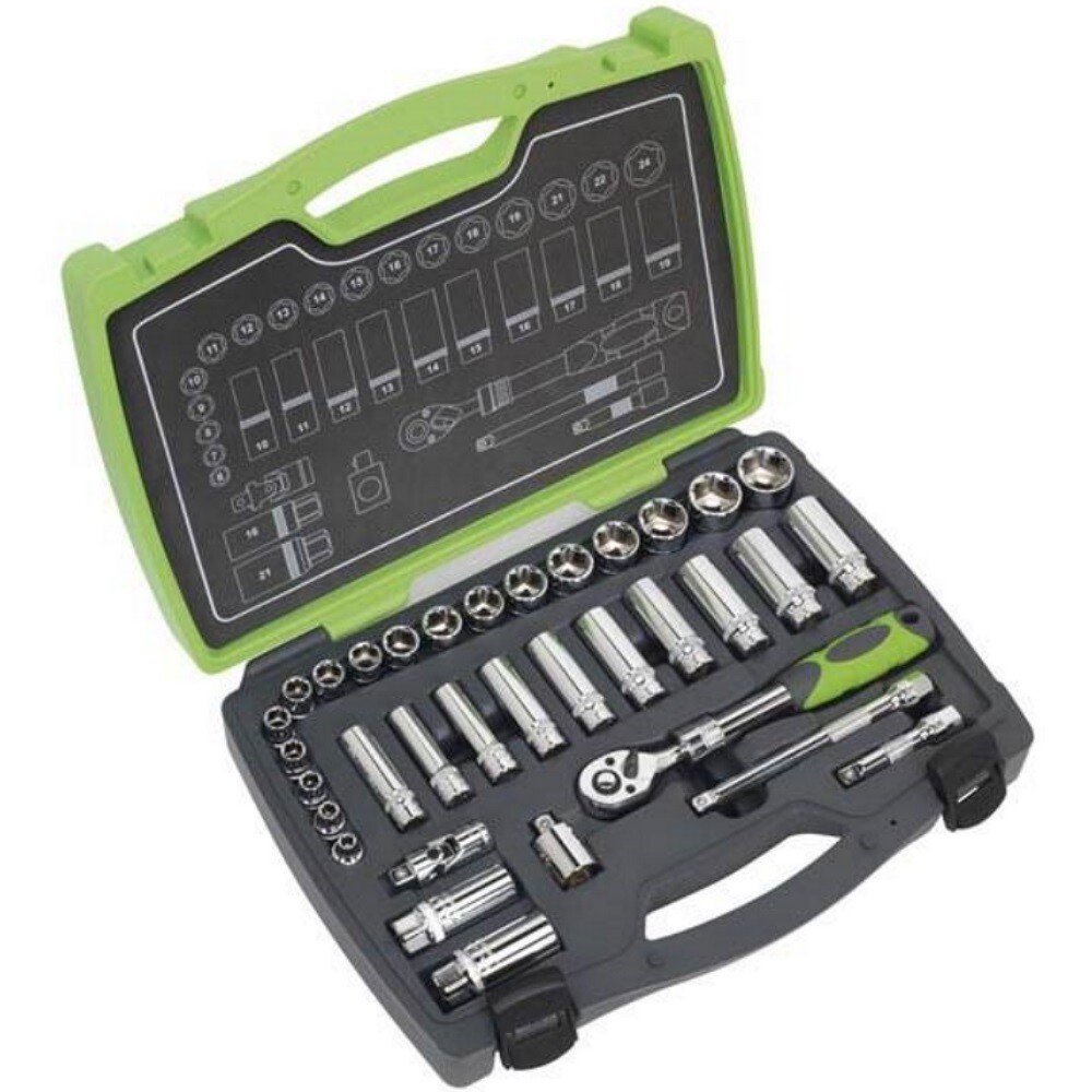 Sealey AK7960 Socket Set 34 Piece 3/8" Drive 6 Point WallDrive® Metric