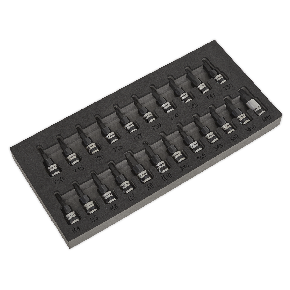 Sealey AK7985 TRX-Star*/Hex/Spline Socket Bit Set 22pc 3/8"Sq Drive Black Series