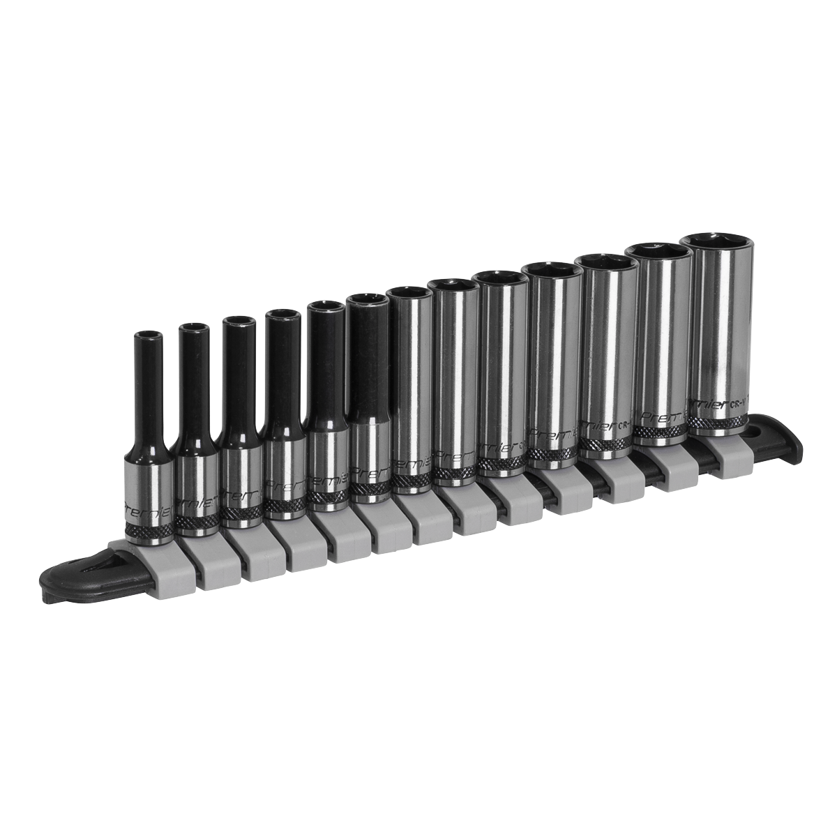 Sealey AK7991 Socket Set Deep 13pc 1/4"Sq Drive Metric - Black Series