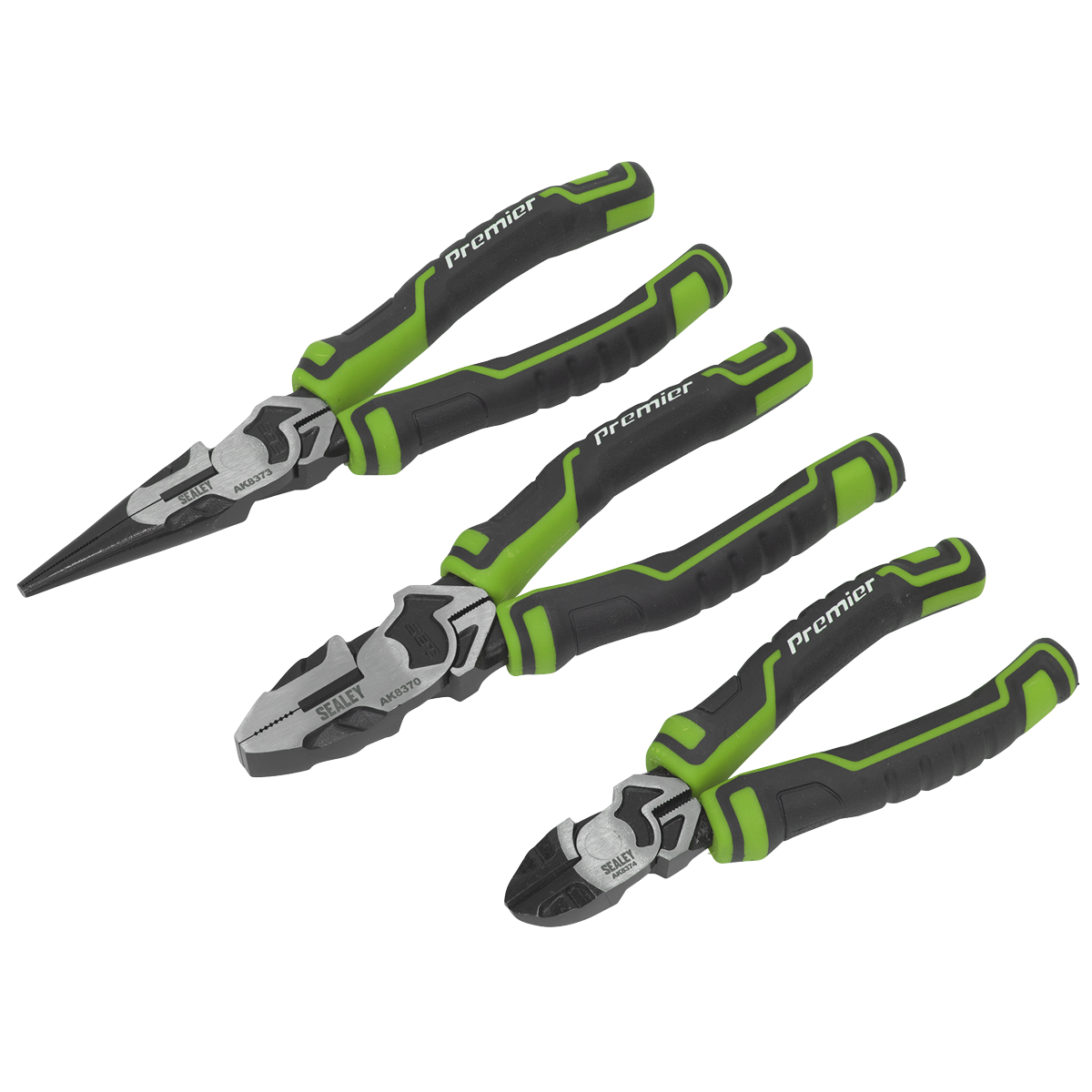 Sealey AK8376HV Pliers Set 3pc High Leverage - Hi-Vis Green