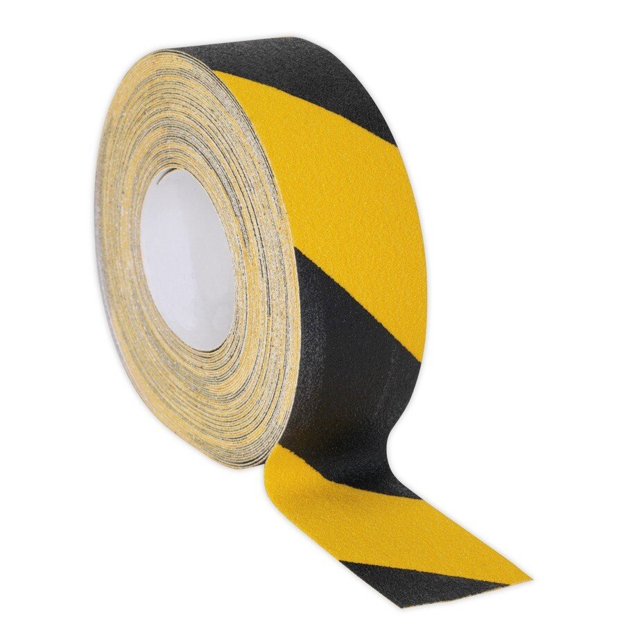 Sealey ANTBY18 Anti-Slip Tape Self-Adhesive Black Yellow 50mm x 18mtr
