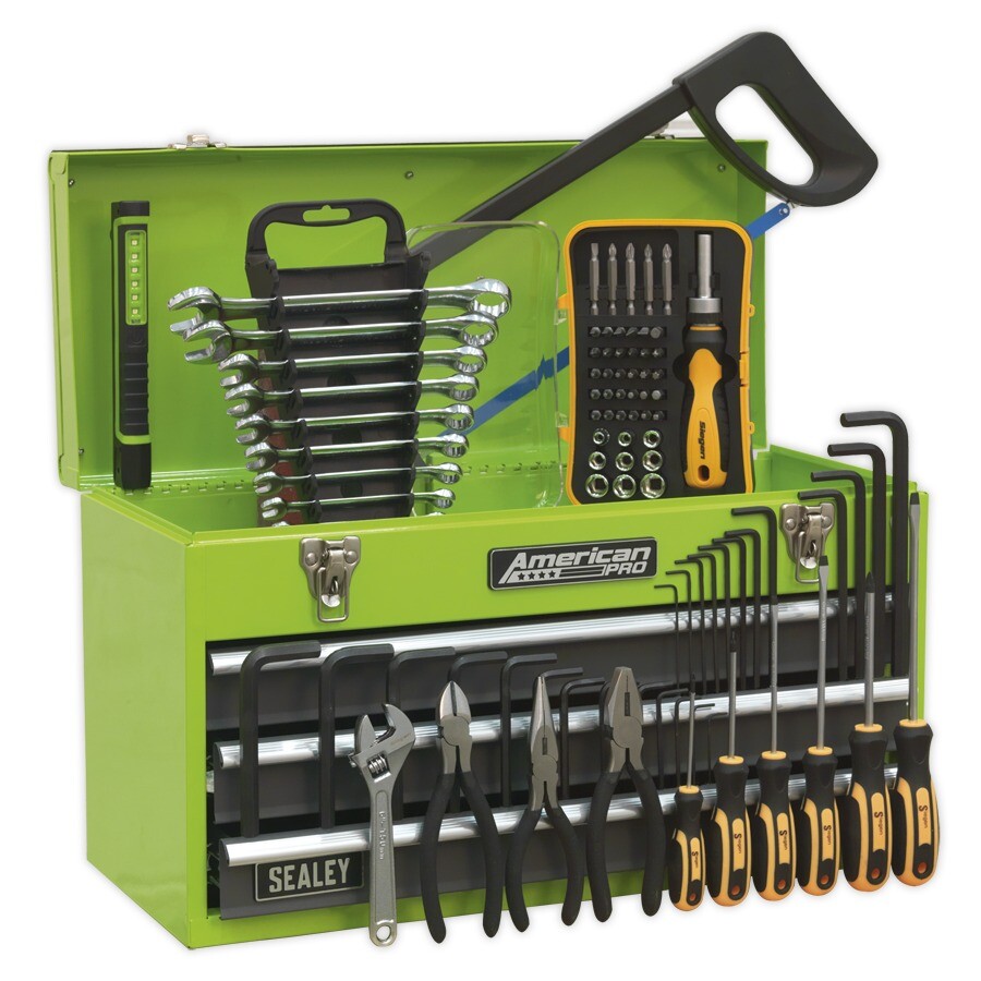 Sealey AP9243BBHVCOM Portable Tool Chest 3 Drawer with Ball Bearing Slides - Hi-Vis & 93pc Tool Kit