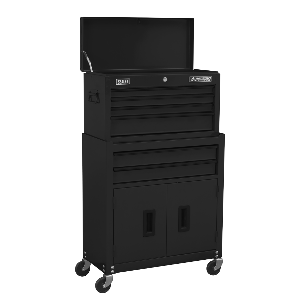 Sealey AP22BK Topchest & Rollcab Combination 6 Drawer with Ball-Bearing Slides - Black