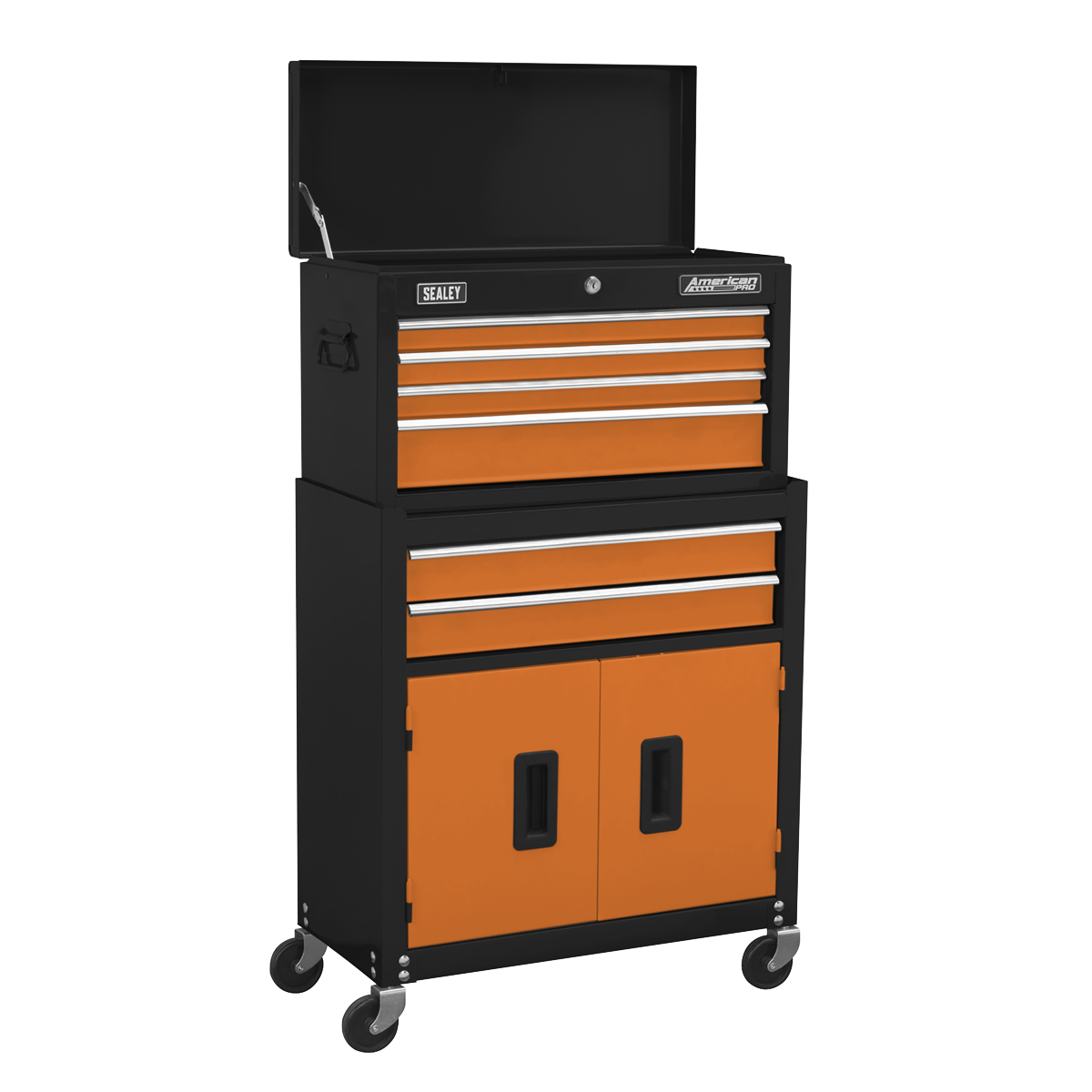 Sealey AP22O Topchest & Rollcab Combination 6 Drawer with Ball-Bearing Slides - Orange