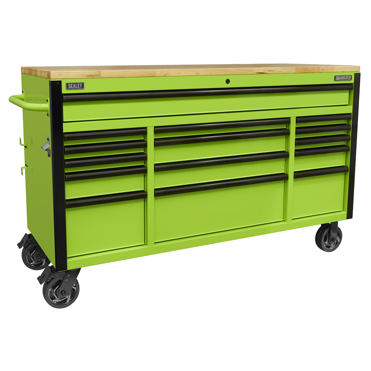 Sealey AP6115BE 15 Drawer Mobile Trolley with Wooden Worktop 1549mm