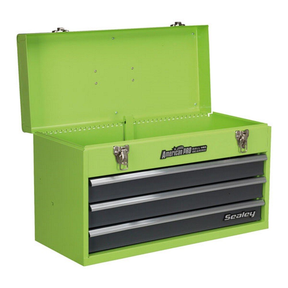 Sealey AP9243BBHV Tool Chest 3 Drawer Portable with Ball Bearing Runners - Hi-Vis Green