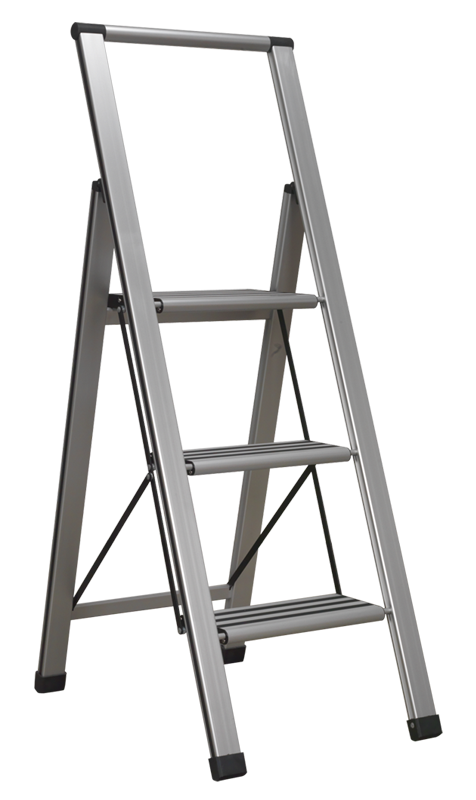 Sealey APSL3 Aluminium Professional Folding Step Ladder 3-Step 150kg Capacity