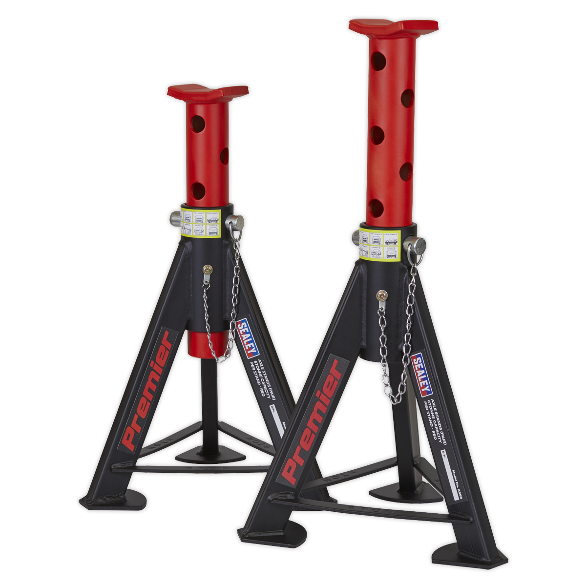 Sealey AS6R Axle Stands (Pair) 6tonne Capacity per Stand Red from