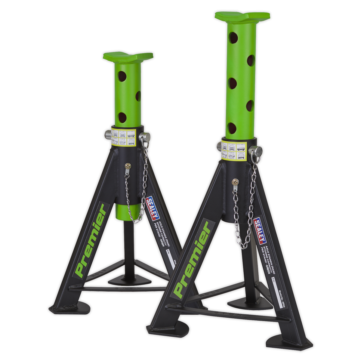 Sealey AS6G Axle Stands (Pair) 6tonne Capacity per Stand - Green