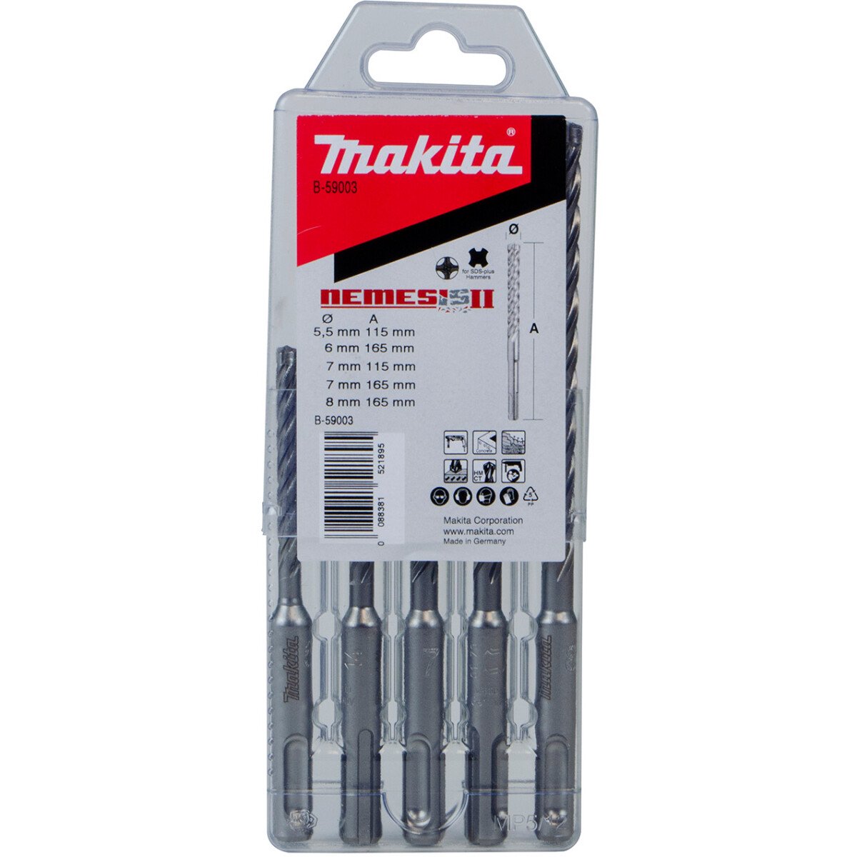 Makita B-59003 Nemesis 2 SDS+ Drill Bit Set 5pce
