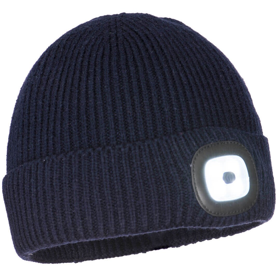 Portwest B033 - Workman's LED Beanie Hat - Navy Blue
