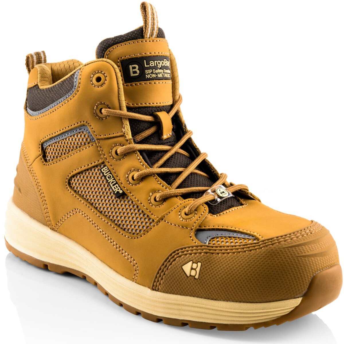 Buckbootz Baz Tradez Leather/KUP Safety Boot S1 P HRO SRC-Honey-UK12