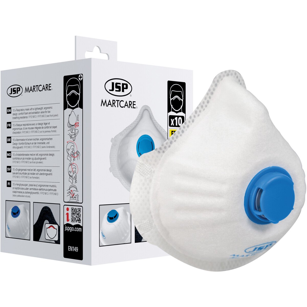 JSP BEH130-002-A00 FFP3 Disposable Moulded Masks Valved (Pack of 10)