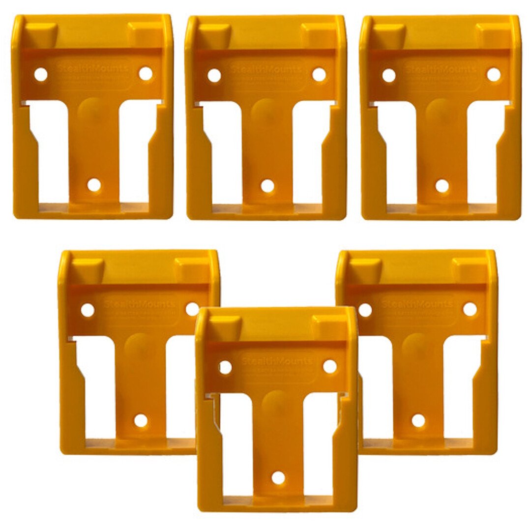 StealthMounts BM-DW20-YLW-6 Yellow Battery Mounts for DeWalt 18/54V XR (6 Pack)