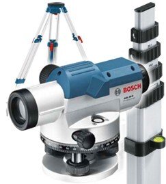 Bosch GOL26+BT160+GR500 Optical Level with 26x Magnification with Leveling Rod and Tripod