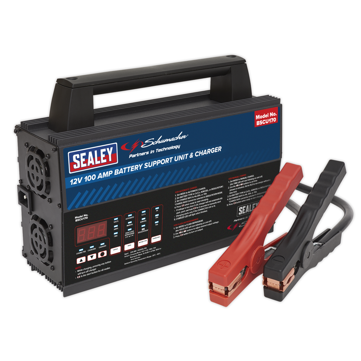 Sealey BSCU170 Schumacher Battery Support Unit & Charger - 12V 100A