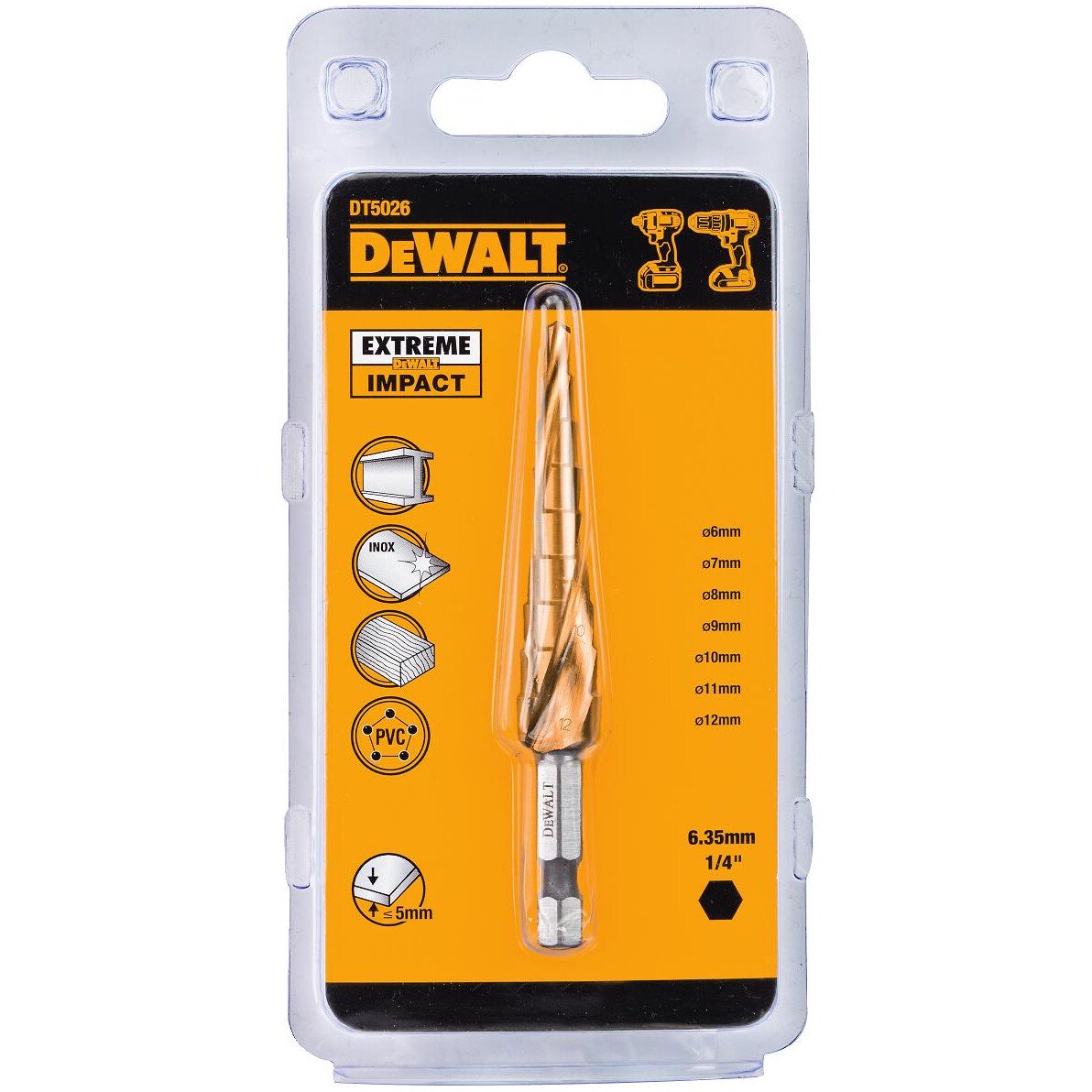 DeWalt DT5026-QZ  Impact Rated Step Bit 4-12mm