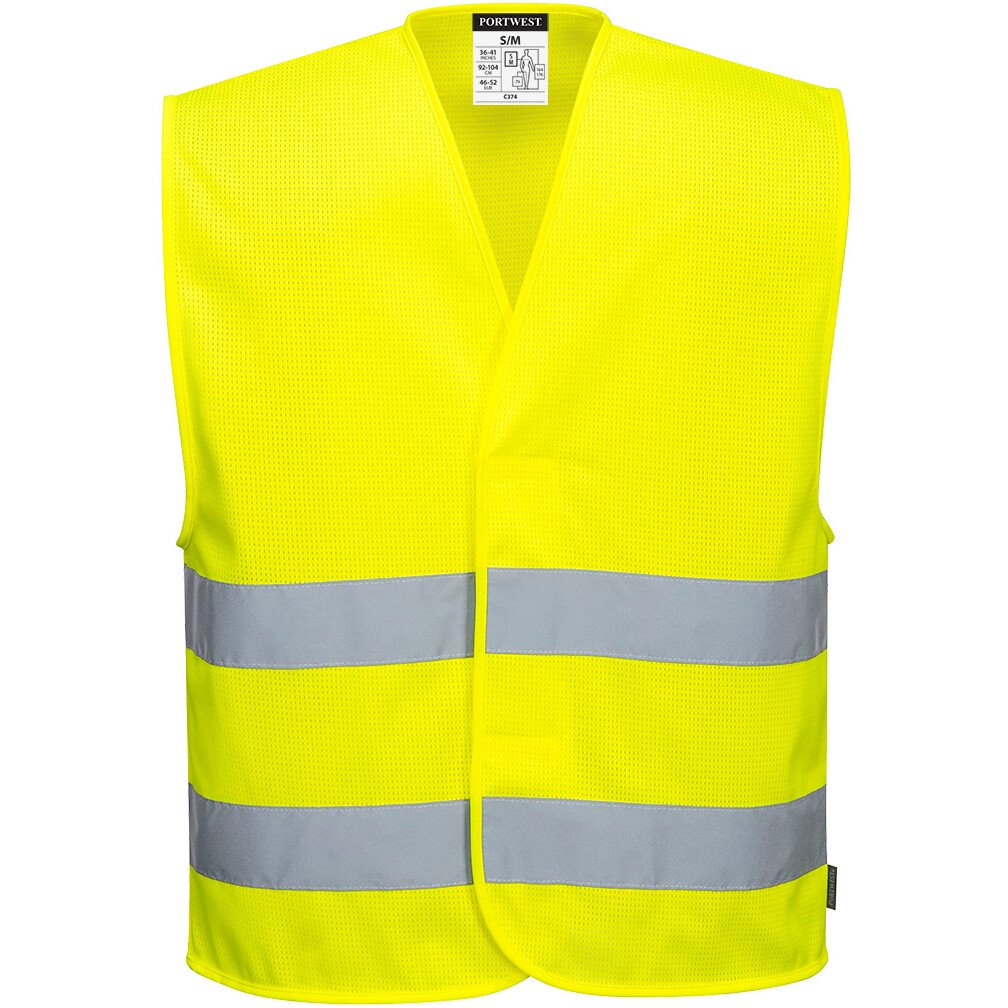 Portwest C374 MeshAir Hi-Vis Two Band Vest - High Visibility 