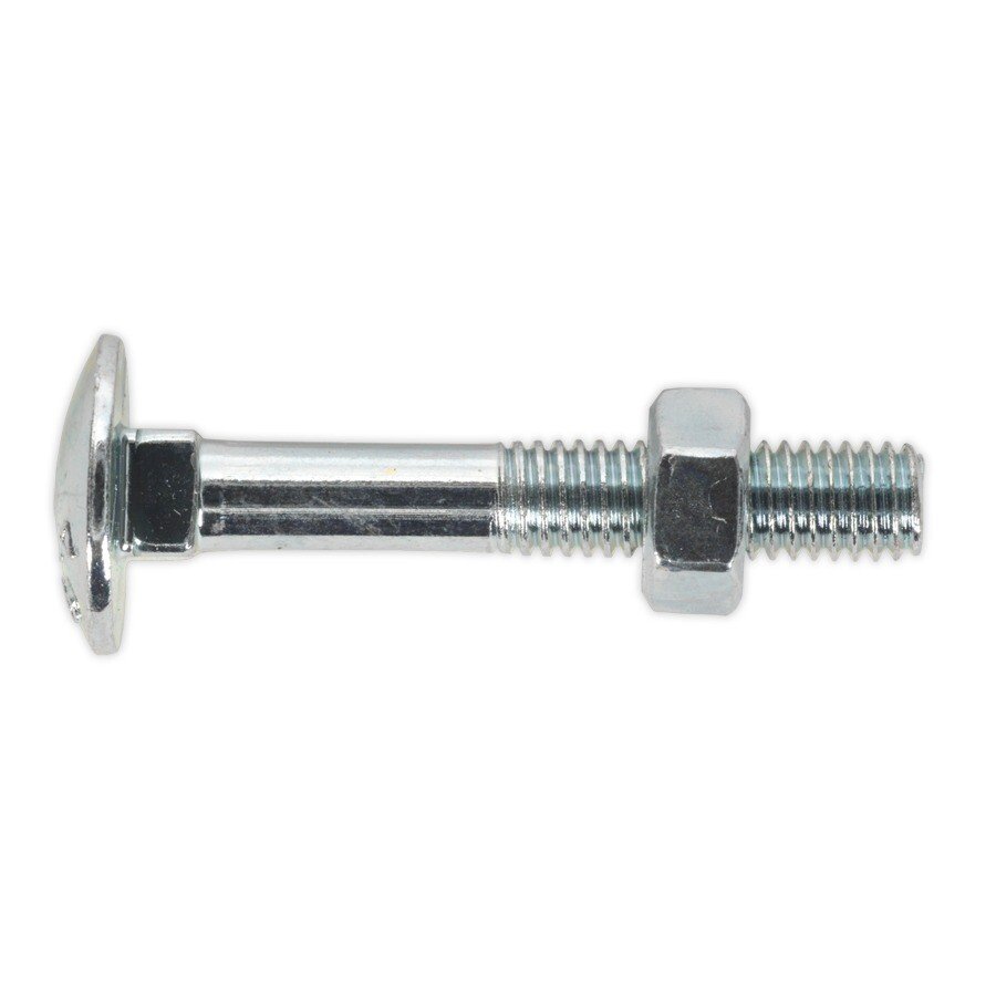 Sealey CBN640 Coach Bolt & Nut M6 x 40mm Zinc DIN 603 Pack of 100