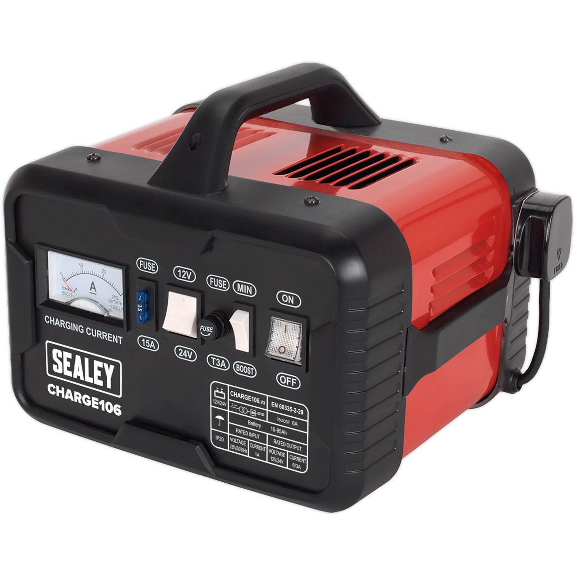 Sealey CHARGE106 Battery Charger 8Amp 12/24V 230V