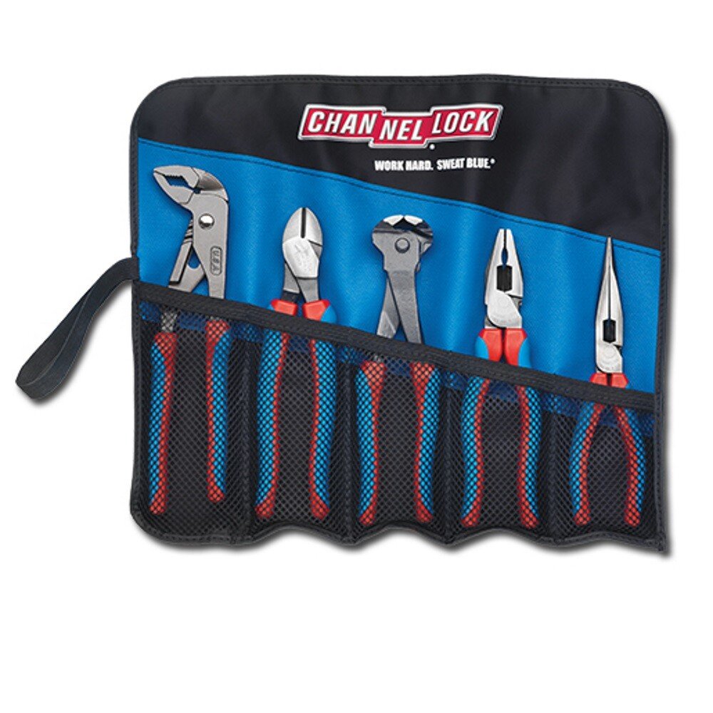 Channellock CHLCBR5E 'E' Series 5 Piece 'Code Blue' Plier Set in Tool Roll 