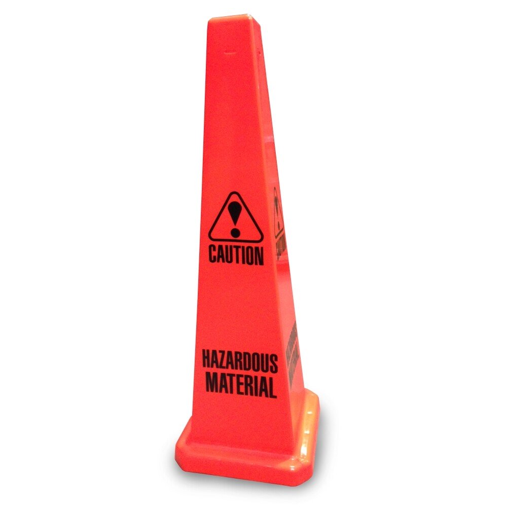 JSP CLOFF1207 Orange 35" Safety Cone 'Caution Hazardous Materials' Slotted Type