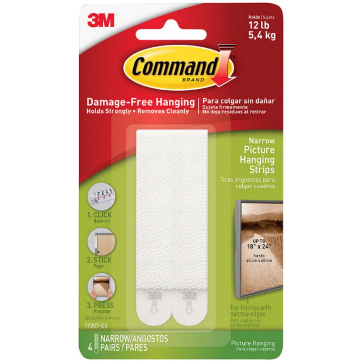 Command 17207 Narrow Picture Hanging Strips (Pack of 4) COM17207