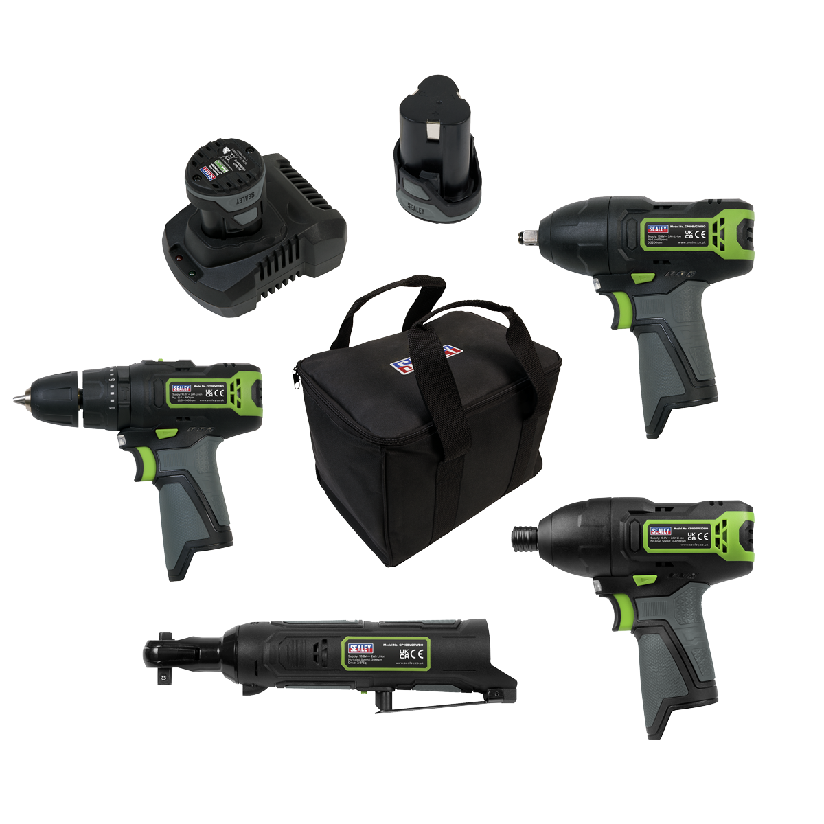 Sealey CP108VCOMBO2 SV108 Series 4 x 10.8V Cordless Combo Kit - 2 Batteries