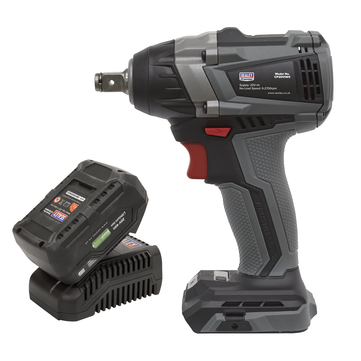 Sealey CP20VIWXKIT1 Brushless Impact Wrench Kit 1/2"Sq Drive 20V 300Nm 4Ah