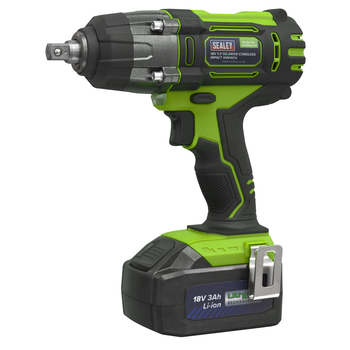 Sealey CP400LIHV Cordless Impact Wrench 18V 3Ah Lithium-ion 1/2"Sq Drive Hi-Vis