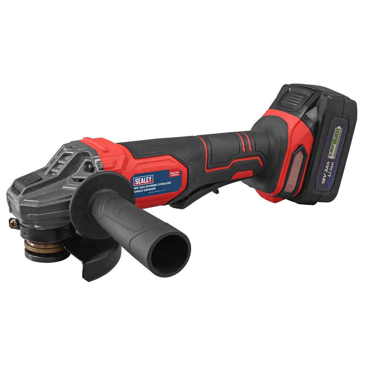 Sealey CP401LI 115mm Cordless Angle Grinder 18V 3Ah - Red