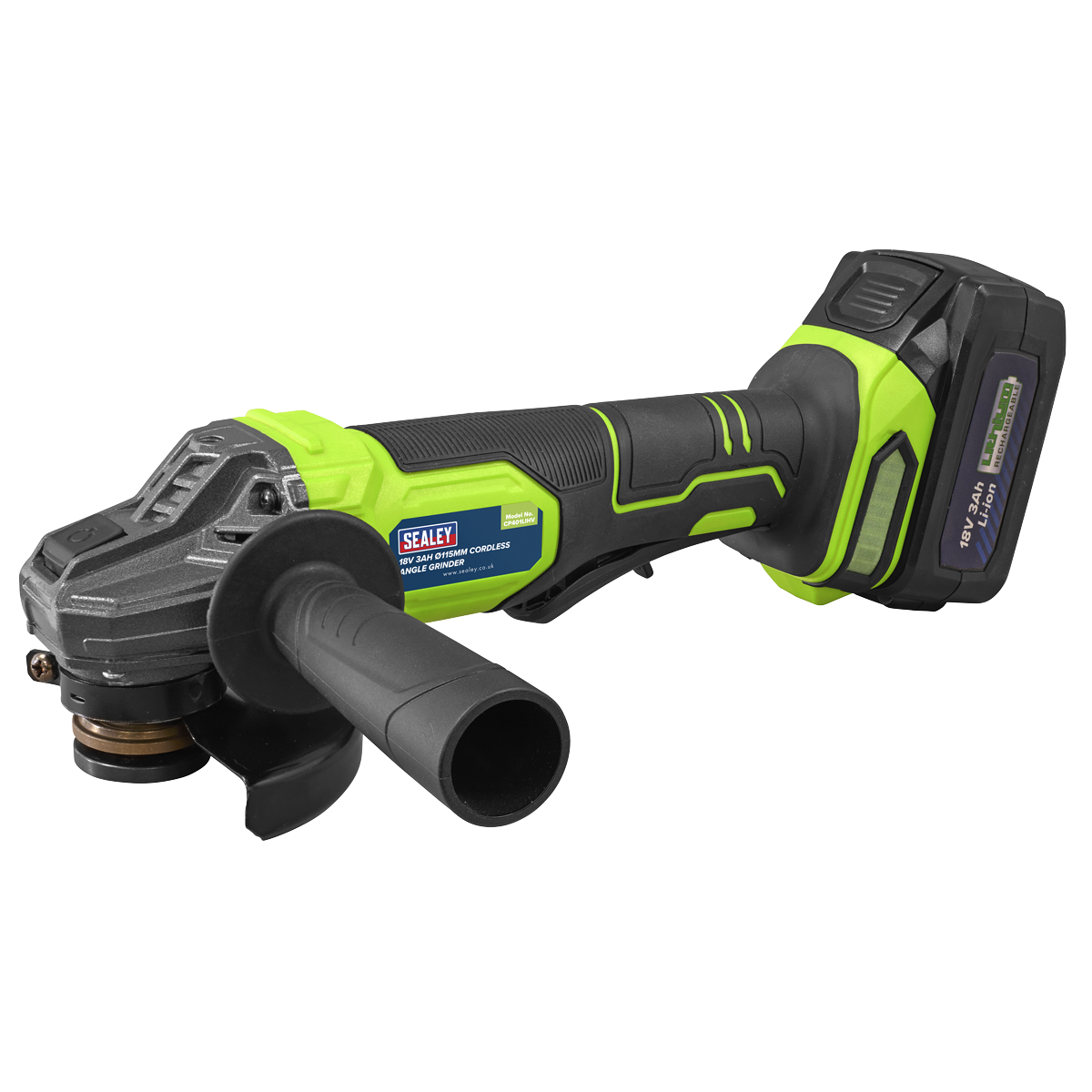 Sealey CP401LIHV 115mm Cordless Angle Grinder 18V 3Ah - Green