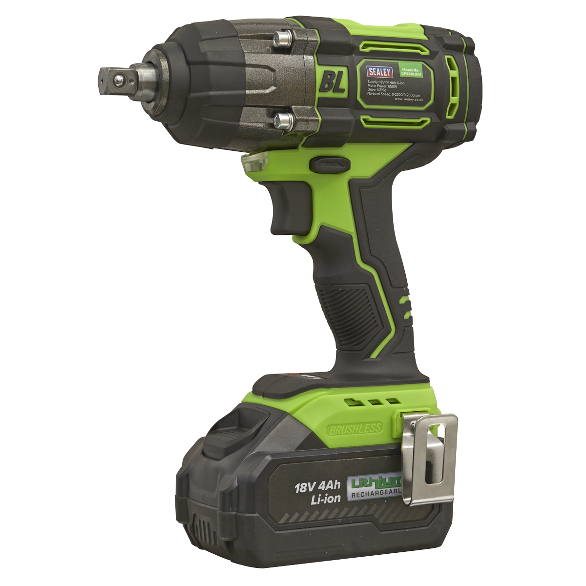 Sealey CP650LIHV Cordless Impact Wrench 18V 4Ah Lithium-ion 1/2"Sq Drive