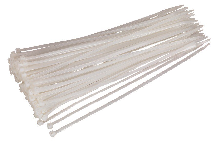 Sealey CT30048P100W Cable Ties 300 x 4.8mm White Pack of 100