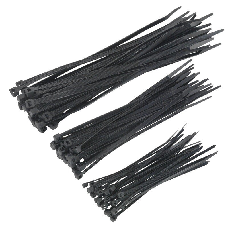 Sealey CT75B Cable Ties Assorted Black Pack of 75