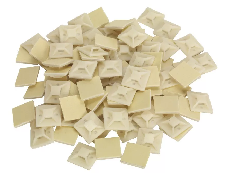 Sealey CTM2525W Self-Adhesive Cable Tie Mount 25 x 25mm White Pack of 100