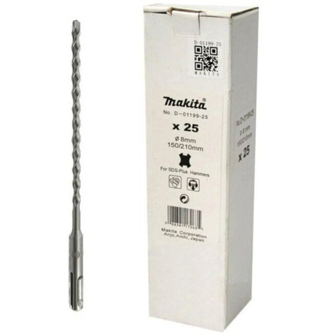 Makita D-01199-25 Box of 25 8mm x 210mm SDS+ Drill Bits