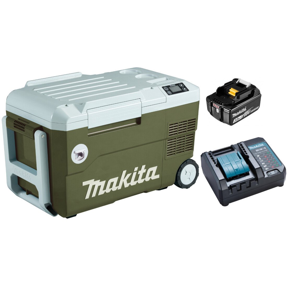 Makita DCW180ZO 18V LXT Olive Green Cooler / Warmer Box with 1x 3.0Ah Battery and Charger