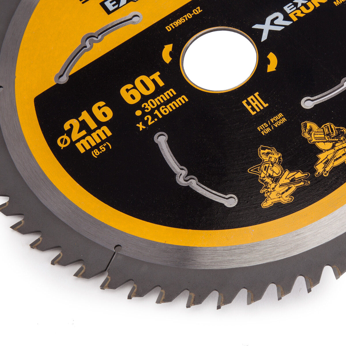 DeWalt DT99570QZ XR Extreme Runtime Mitre Saw Blade 216mm x 30mm x 60T