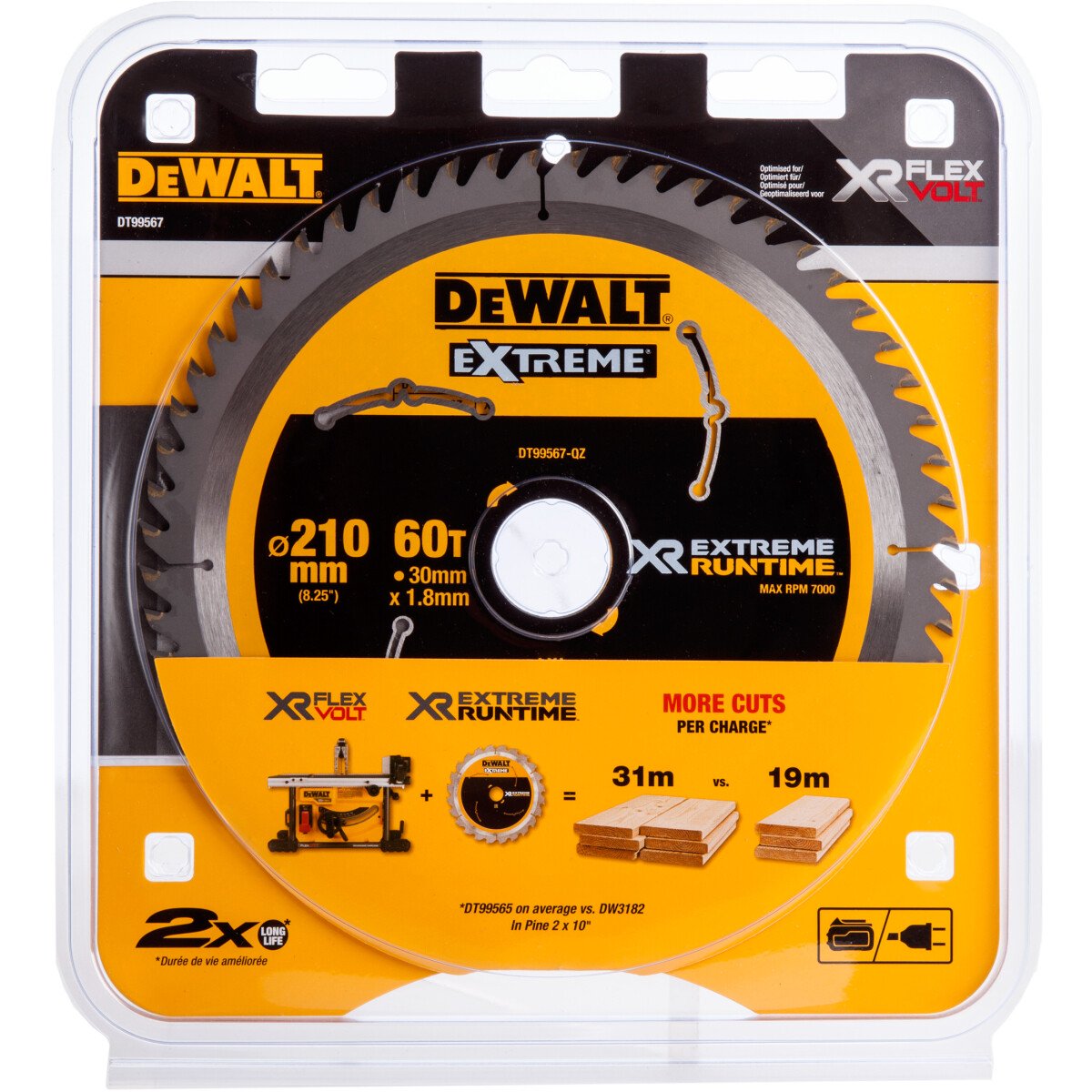 DeWalt DT99567-QZ XR Extreme Runtime Circular Saw Blade 210mm x 30mm x 60T