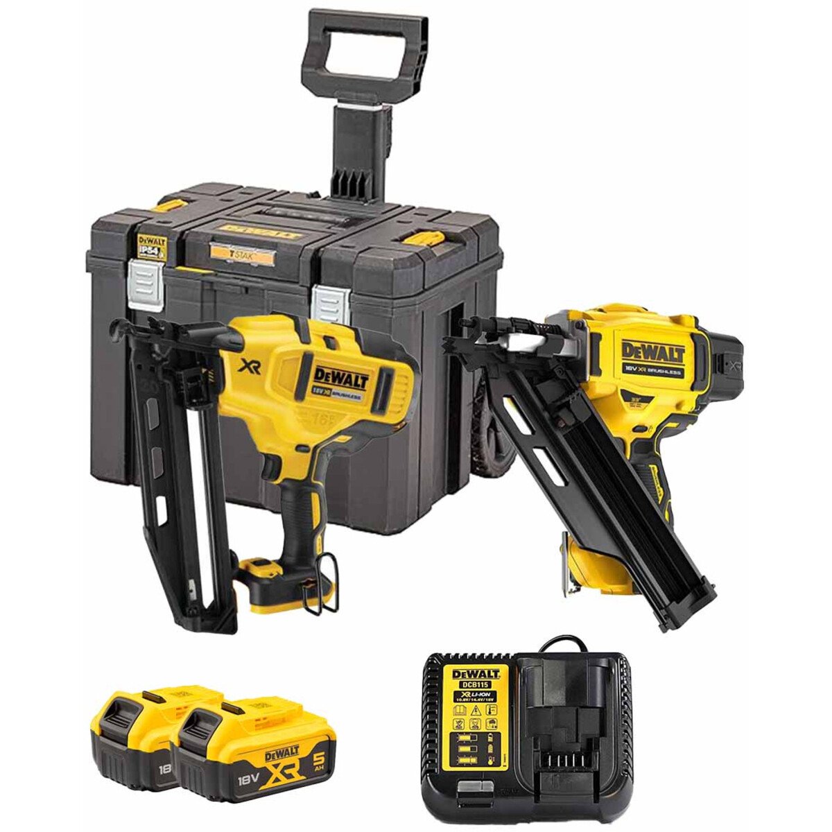 DeWalt DCK246P2T-GB 18v XR Brushless Nailer Twin Kit (DCN930/DCN660) With 2 x 5.0Ah Batteries in TSTAK