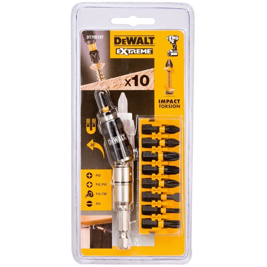 DeWalt DT70518T-QZ Extreme impact Torsion Bit Set Inc Pivot Bit Holder