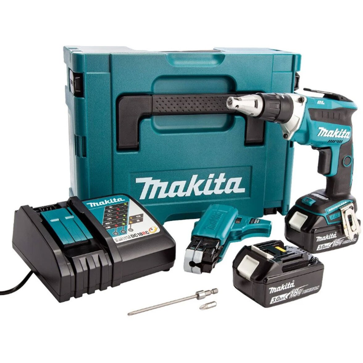 Makita DFS452FJX2 18V LXT Brushless Screwdriver with Autofeed Attachment, 2x 3.0Ah Batteries and Charger in Makpac Case
